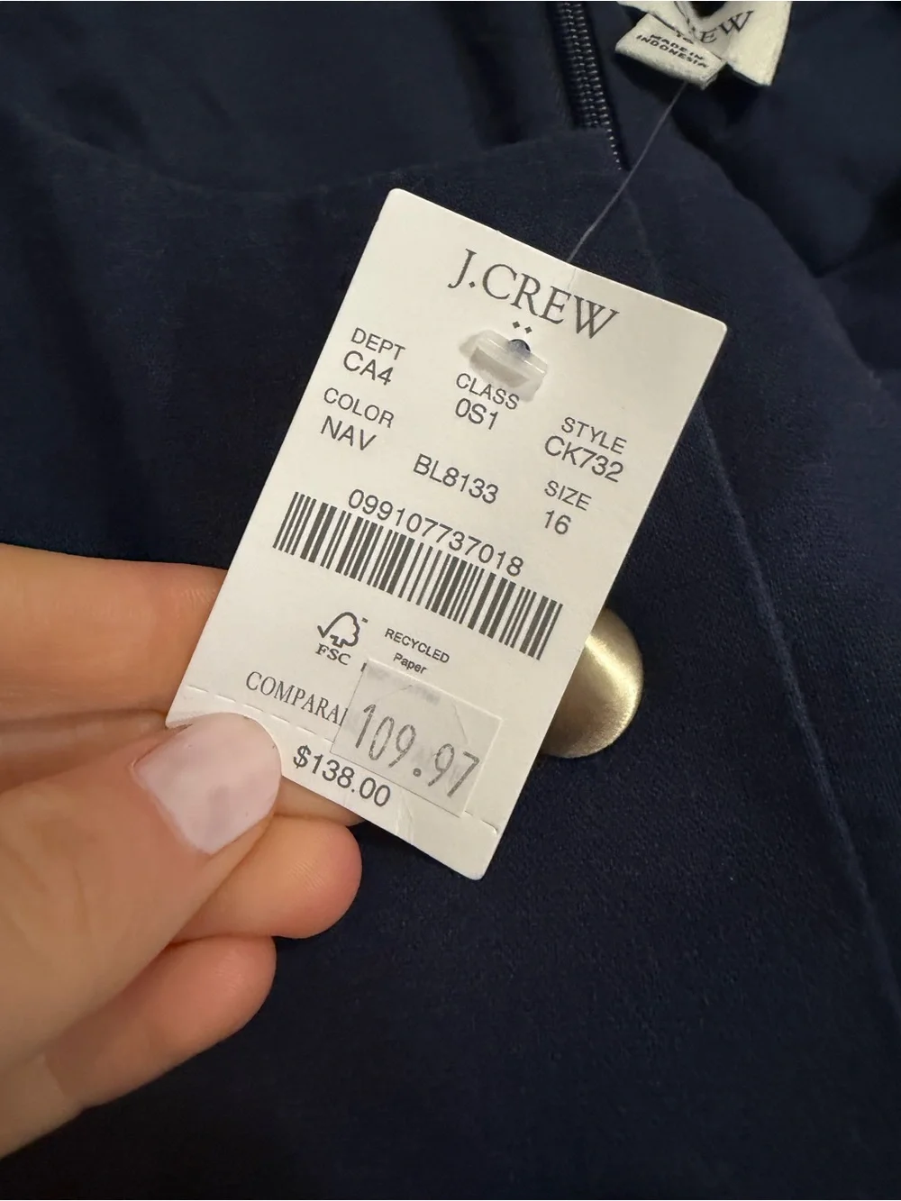 J crew Linen-blend button-front mini dress